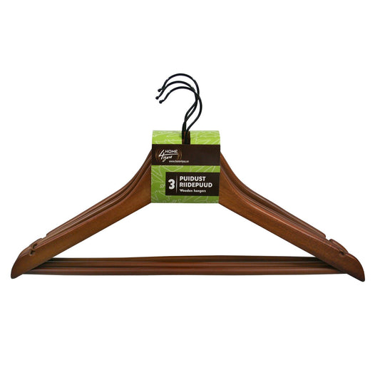 Clothes hanger wooden 3 pcs, brown