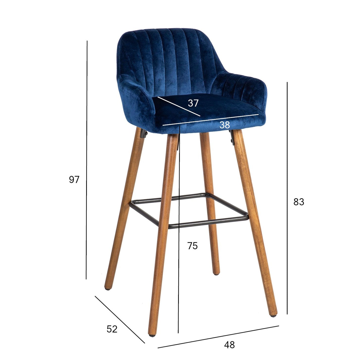 Bar Chair ARIEL 48x52xH97cm, dark blue 