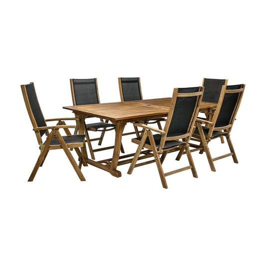 Garden furniture set FUTURE, table and 6 chairs, extendable, wood: acacia, finish: impregnated with oil 