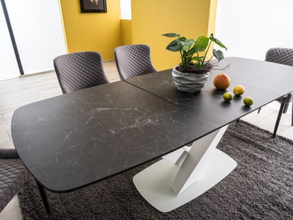 Table CASSINO II CERAMIC GRAPHITE MARBLE / WHITE MATTE 160 (220)X90