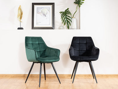 Chair LILY VELVET BLACK FRAME/GREEN BLUVEL78 