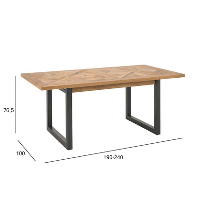 Table INDUS 190/240x100xH76.5cm, oak