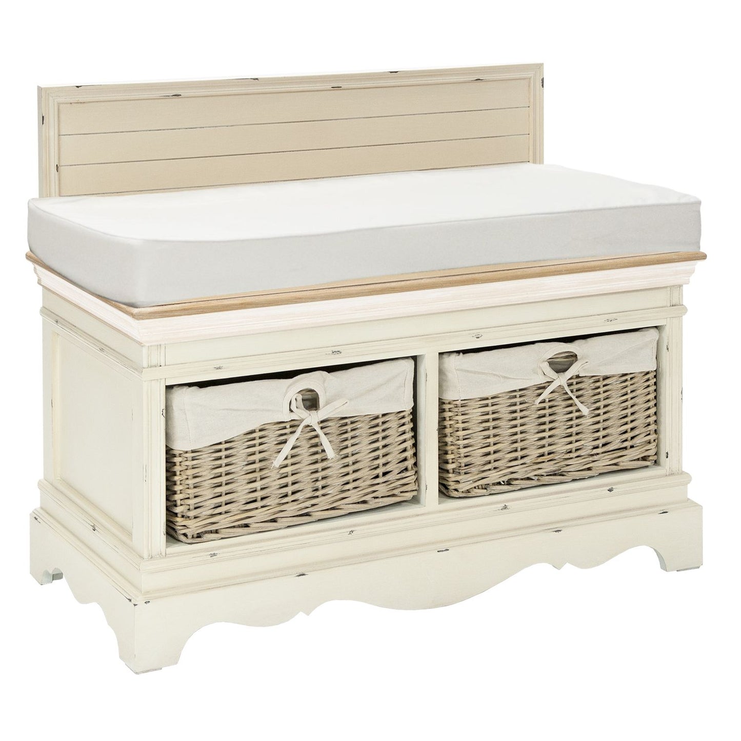 Bench SAMIRA 90x42xH70.5cm, antique white