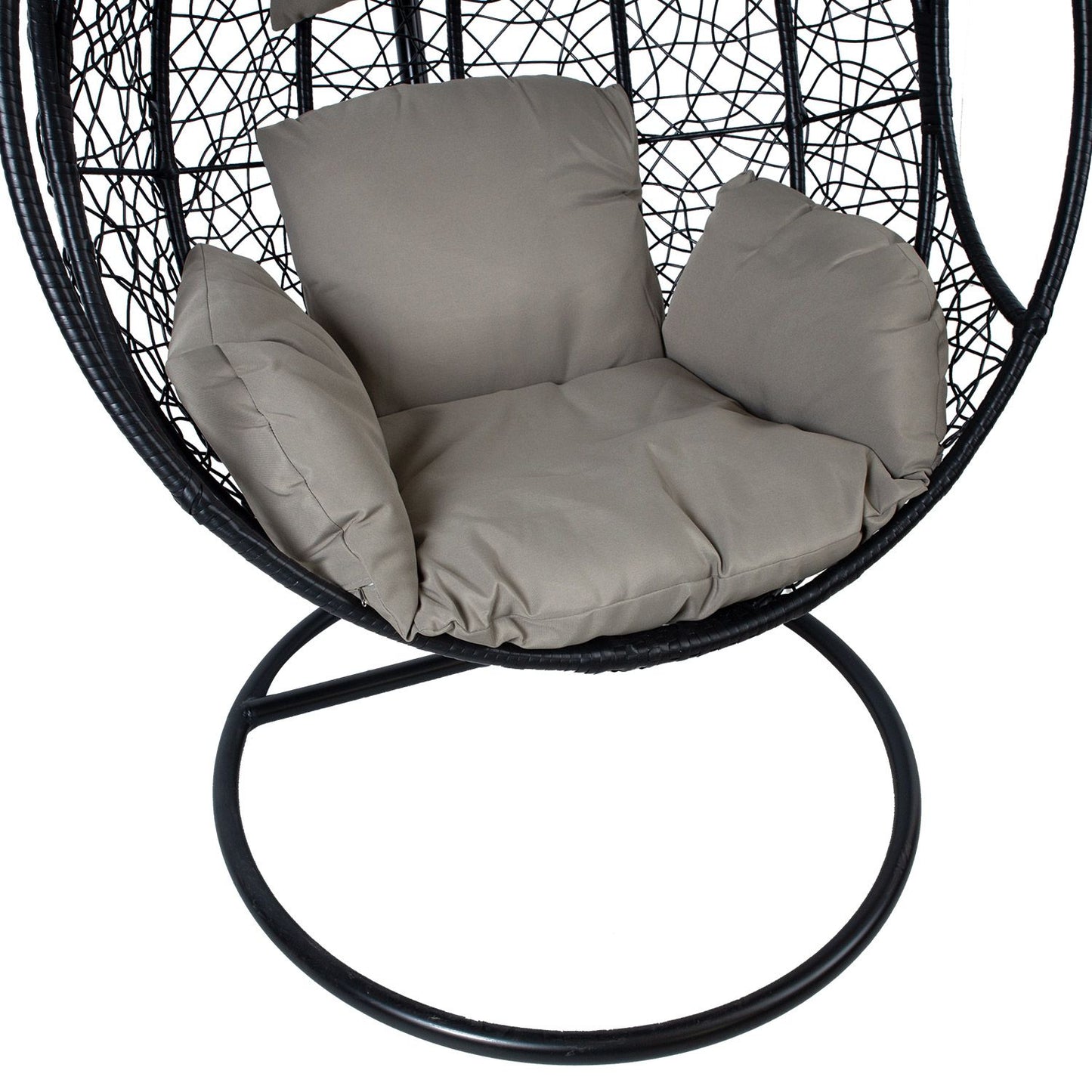 Rocking chair DROPLET 120x120xH200cm, black plastic weave, gray cushions 