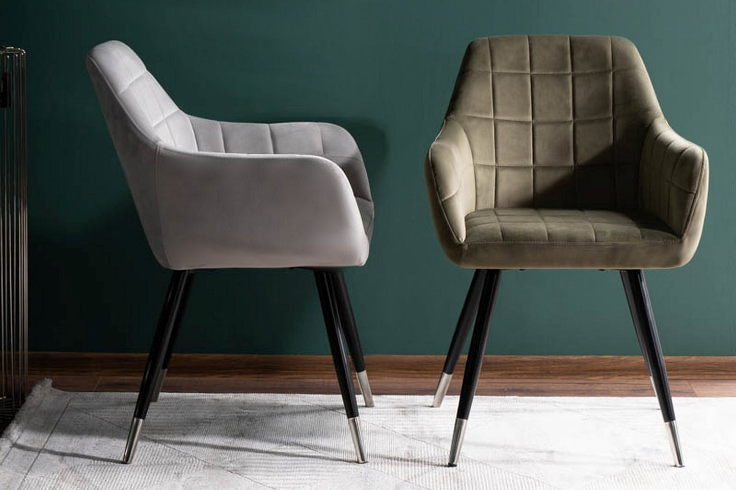 Chair NUXE VELVET BLACK/CHROME FRAME/OLIVE BLUVEL 77