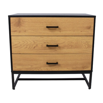 Chest of drawers AMSTERDAM 80x40xH75cm, oak/black