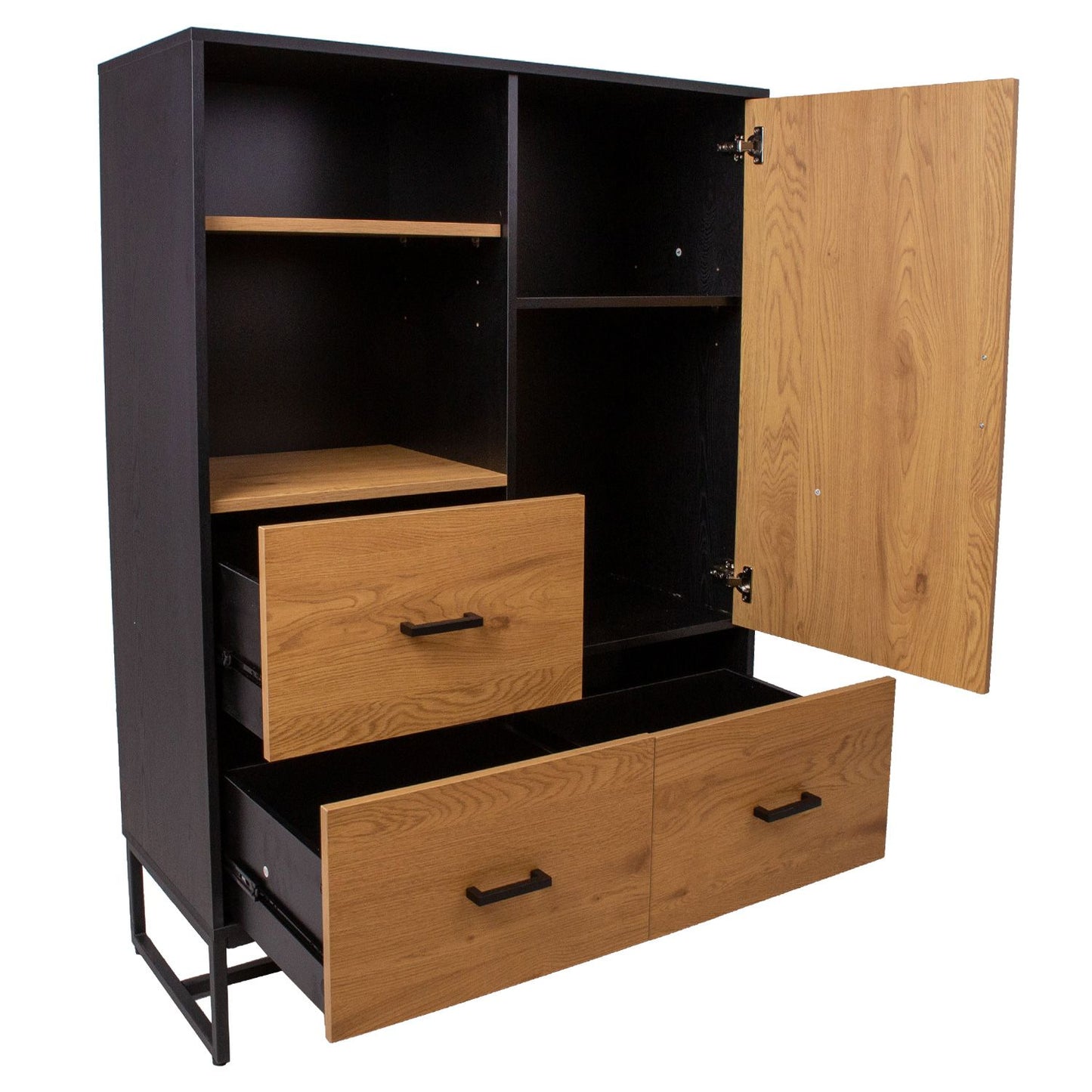 Chest of drawers AMSTERDAM 100x40xH140cm, oak/black