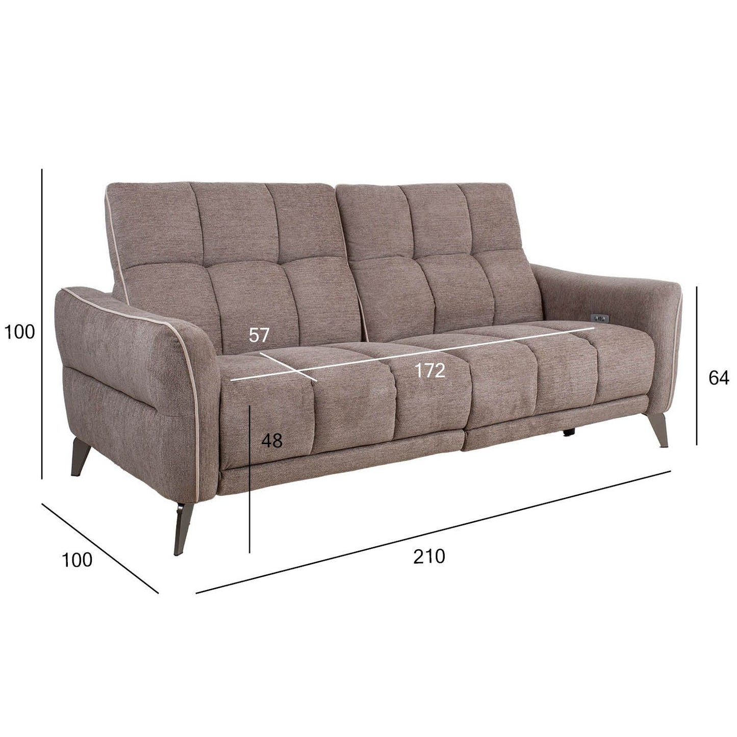 Regliner sofa CATHY 3-seater, electric, light brown