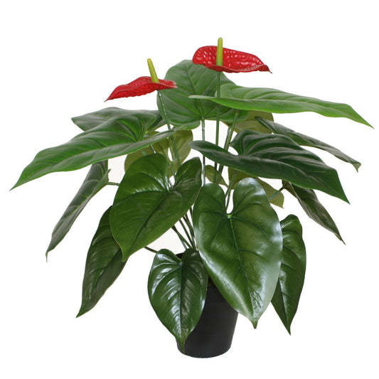 Artificial plant ANTHURIUM H45cm, flamingo, black flower pot 