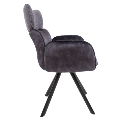 Chair EDDY with armrests, dark gray velvet 