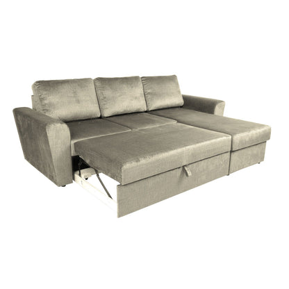 Corner pull-out sofa INGMAR beige velvet