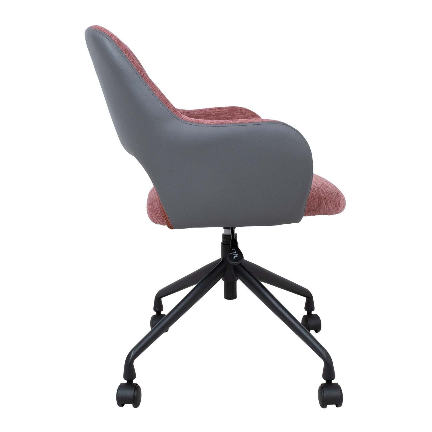 Work chair KENO with castors, dark Pink / Grey 