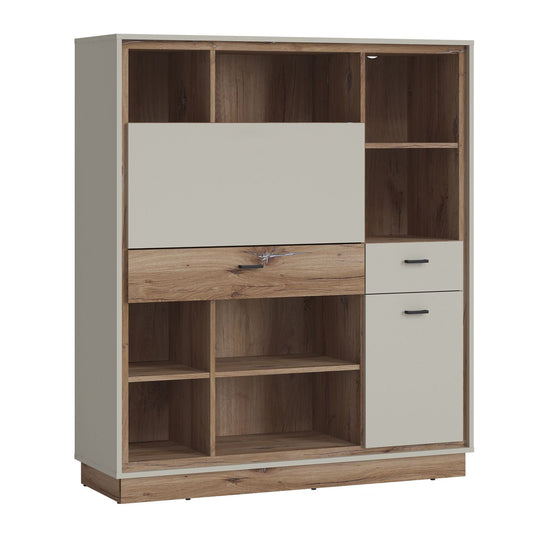 Bookcase RIVERO 124x40xH143cm, oak/grey