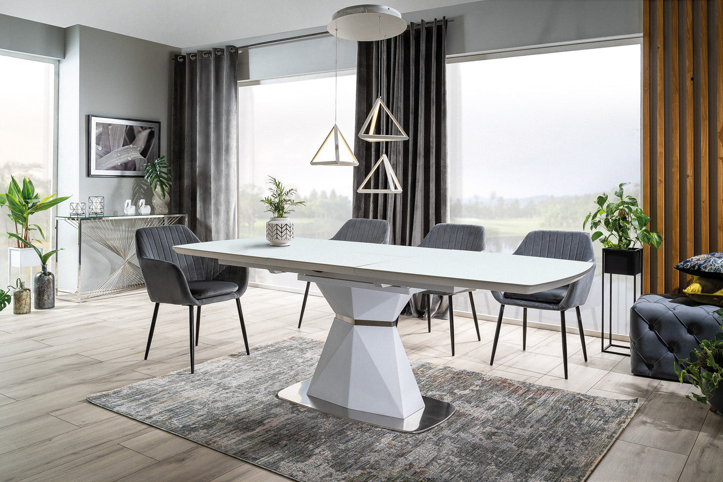 Table CORTEZ WHITE MATTE 160(210)X90