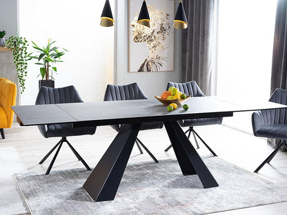 Table SALVADORE CERAMIC GRAY MARBLE/BLACK MATTE (160-240)X90