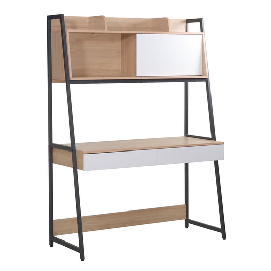 Desk STUDY with shelf 124x54xH171cm, oak/white