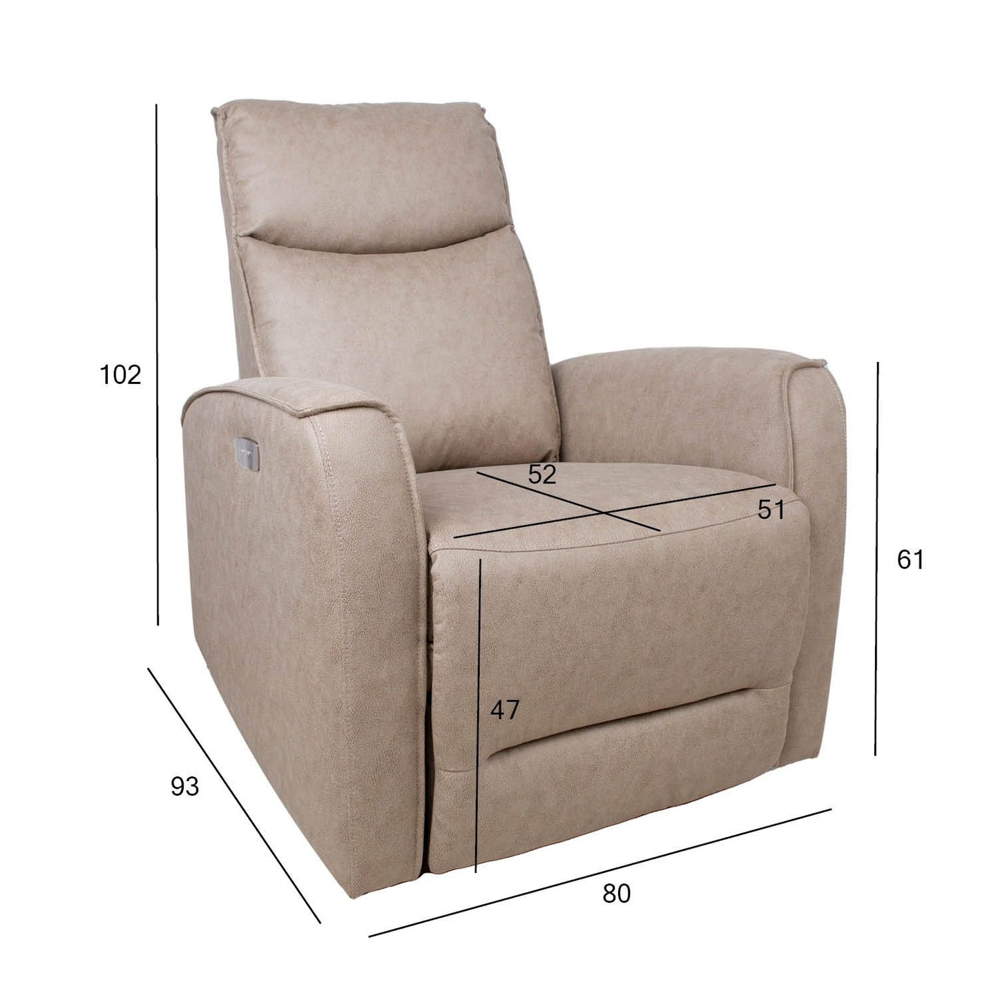 Lounge chair BUSTER with electric mechanism, beige 