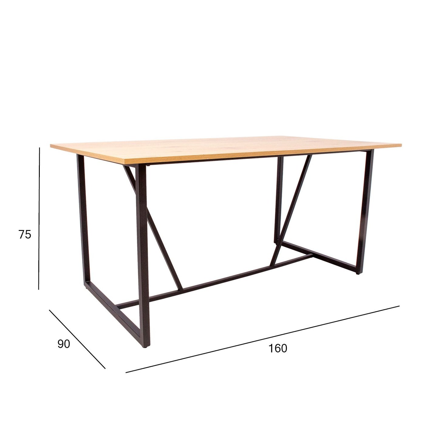 Table AMSTERDAM 160x90xH75cm, oak / black