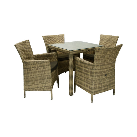 Garden furniture set WICKER table and 4 chairs, cappuccino 