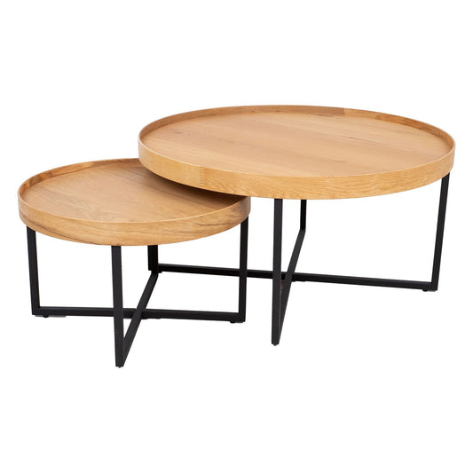 Coffee table MUSIC set of 2 pieces D60xH38, D90xH46, oak