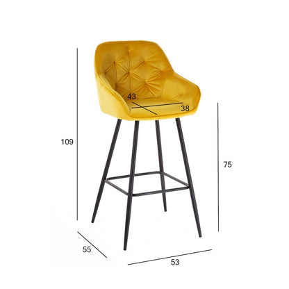 Bar stool BRITA, yellow velvet 