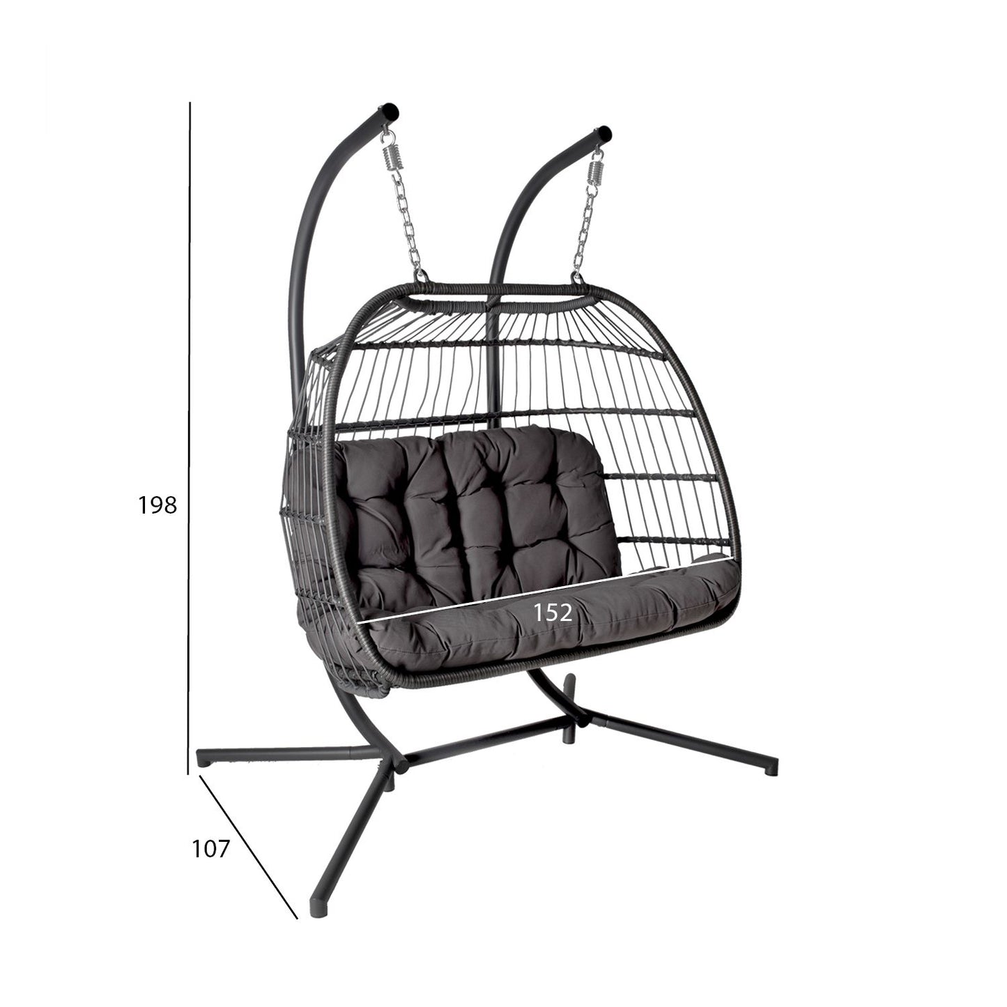 Hanging rocking chair YOYO 2-seater 152x107xH198cm, Gray 