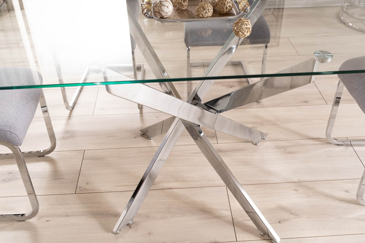 Table AGIS II TRANSPARENT TABLE/CHROME 140x80