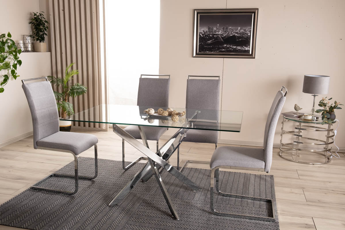 Table AGIS II TRANSPARENT TABLE/CHROME 140x80