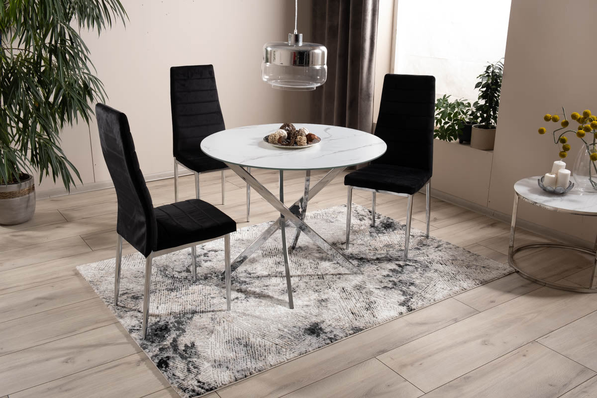 Table AGIS WHITE MARBLE EFFECT/CHROME FI 90