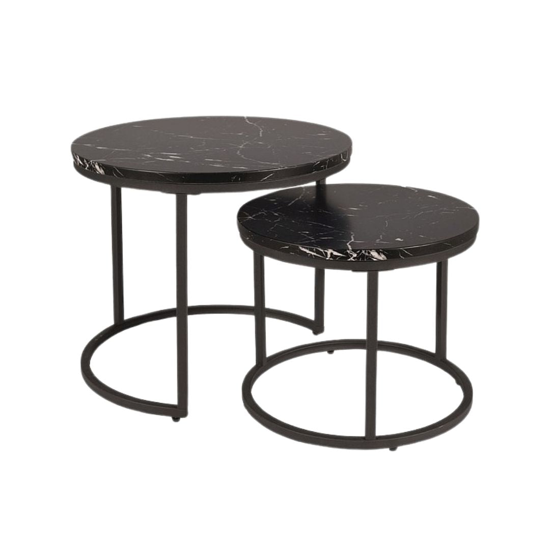 Coffee table AMARO BLACK (MARBLE EFFECT)/BLACK (SET)