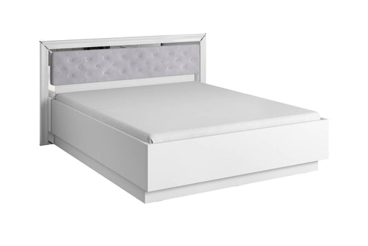 ARNO - Bed 160/200 (without frame) / white and white gloss with silver finish 