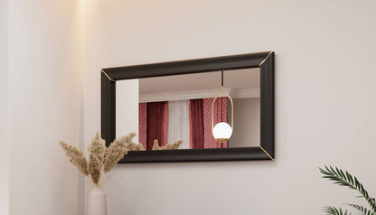 ARNO - Mirror 120/65 in a frame / black matte and gold finish 