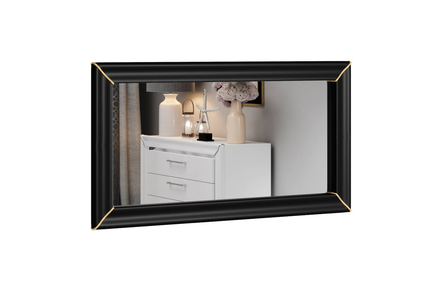 ARNO - Mirror 120/65 in a frame / black matte and gold finish 