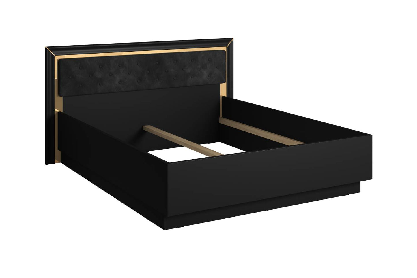 ARNO - Bed 160/200 (without frame) / black matte and gold finish 