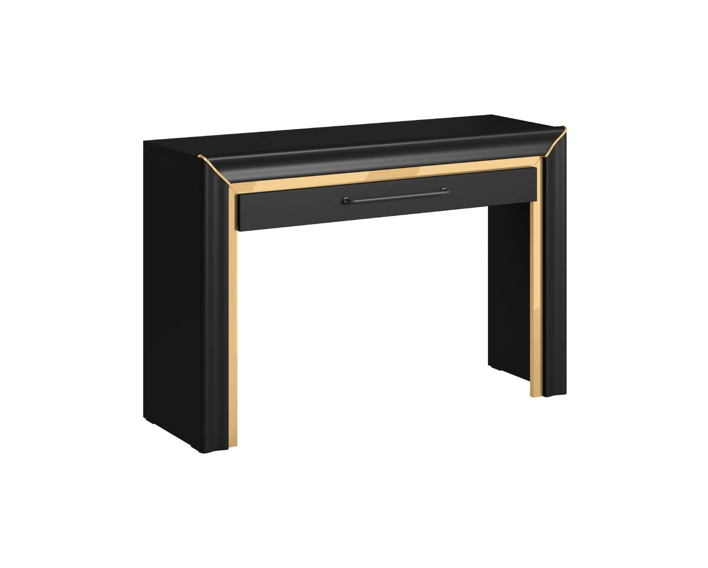 ARNO - Console with 1 drawer / matte black and gold finish 