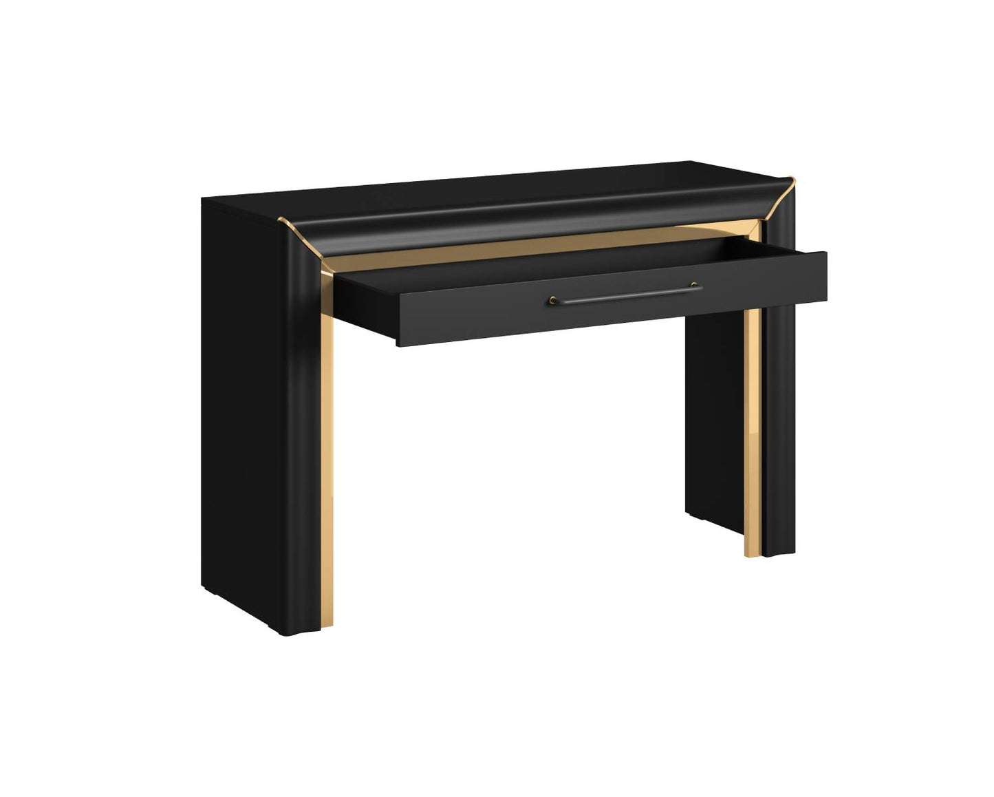 ARNO - Console with 1 drawer / matte black and gold finish 