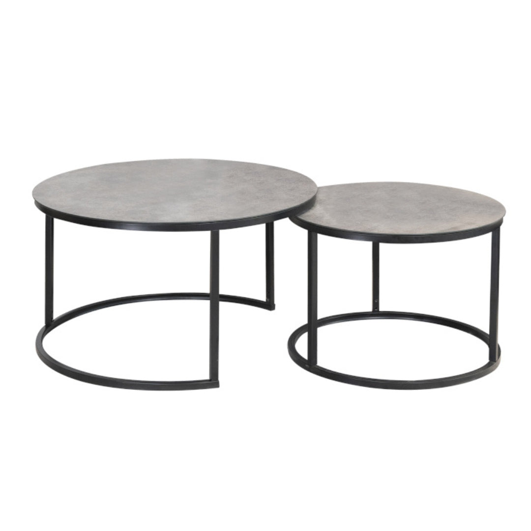 Coffee table ATLANTA A GRAY MATTE MARBLE EFFECT / BLACK MATTE (SET)