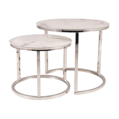 Coffee table ATLANTA B II WHITE MARBLE EFFECT / CHROME SET