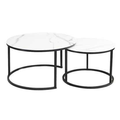 Coffee table ATLANTA C WHITE MATTE MARBLE EFFECT / BLACK MATTE (SET)