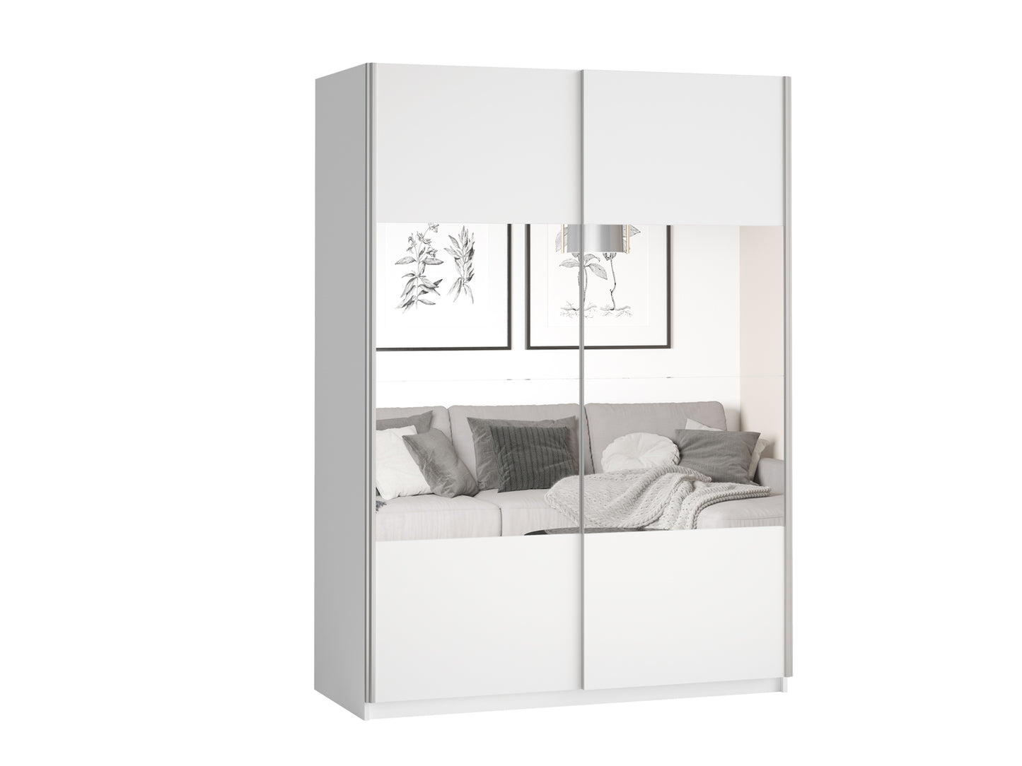 BETA - Cabinet with 2 sliding doors 150cm / White with mirrors 