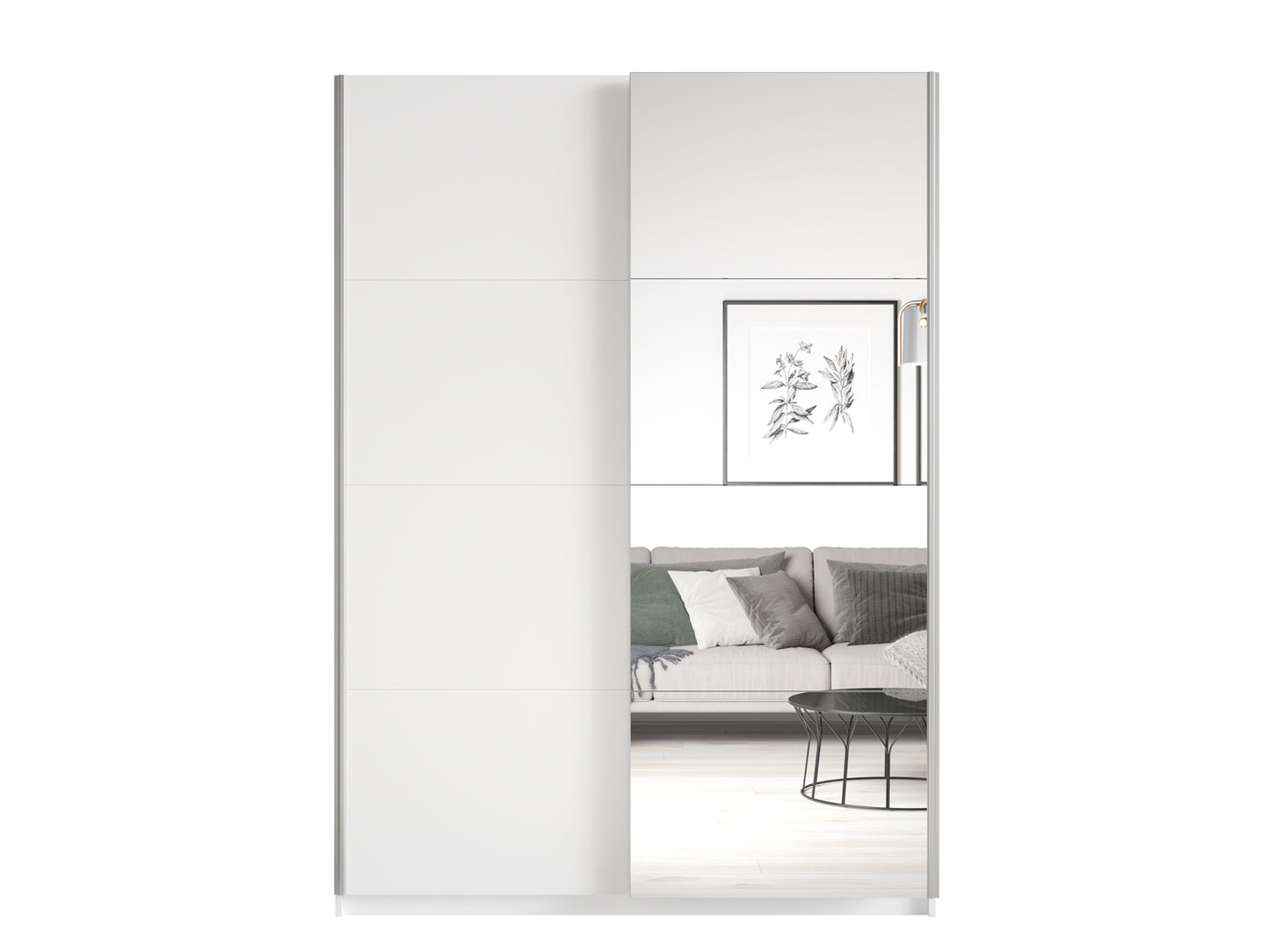 BETA - Cabinet with 2 sliding doors 150cm / White with mirrors 