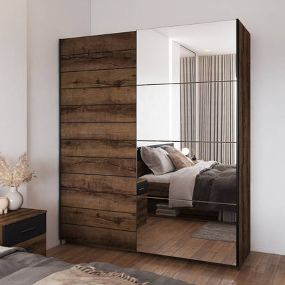 BETA - Cabinet with 2 sliding doors 180cm / Monastery oak with mirrors 