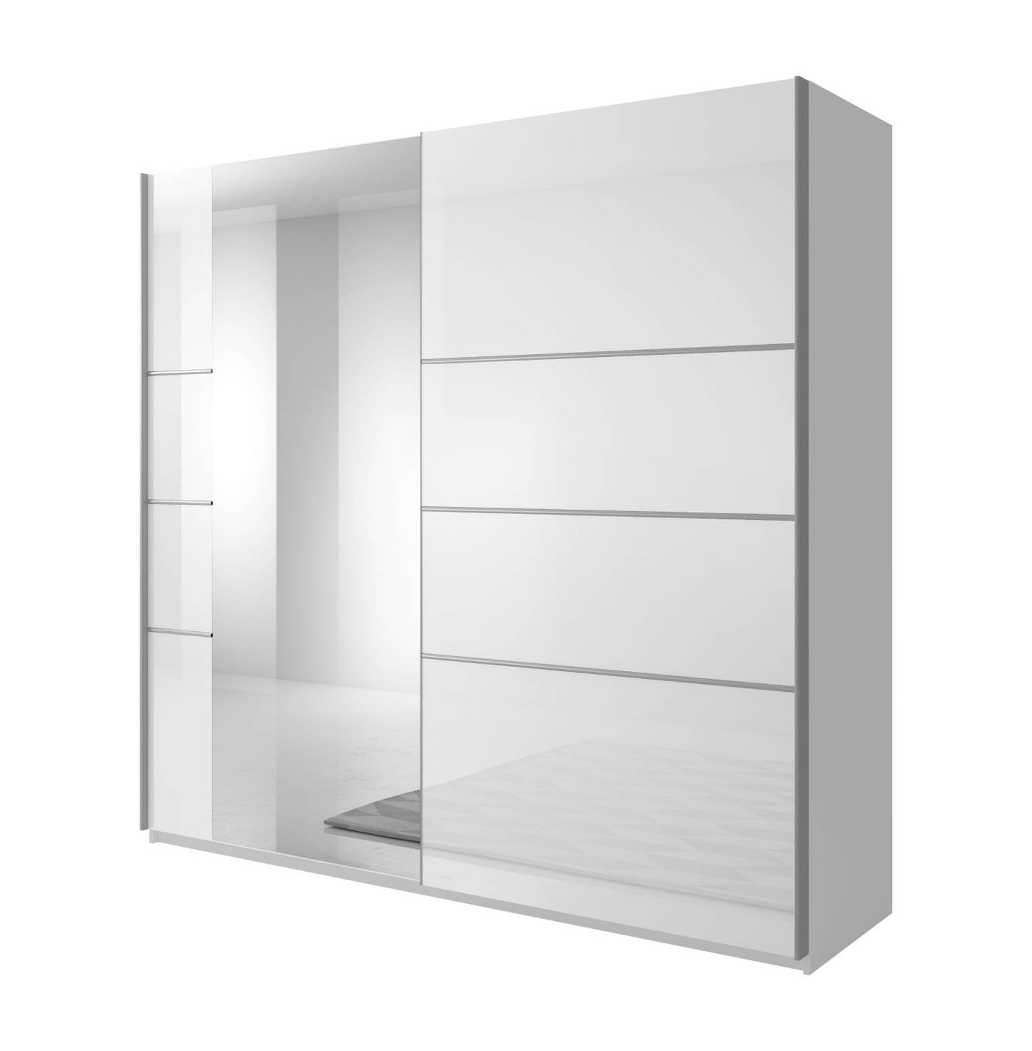 BETA - Cabinet with 2 sliding doors 180cm / White gloss with mirrors 