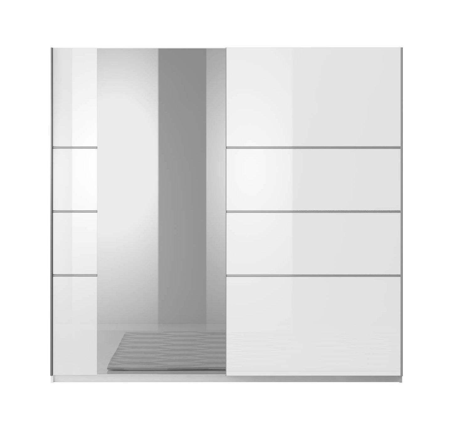 BETA - Cabinet with 2 sliding doors 180cm / White gloss with mirrors 