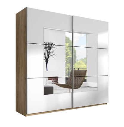 BETA - Cabinet with 2 sliding doors 200cm / San Remo oak/white with mirrors 