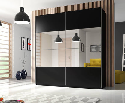 BETA - Cabinet with 2 sliding doors 180cm / black with mirrors 