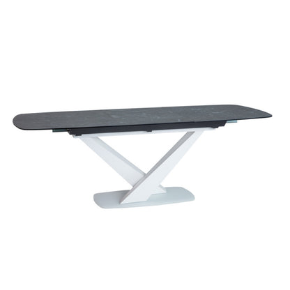 Table CASSINO II CERAMIC GRAPHITE MARBLE / WHITE MATTE 160 (220)X90