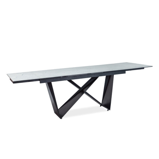 Table CAVALLI II CERAMIC WHITE MARBLE / BLACK MATTE 160(240)X90