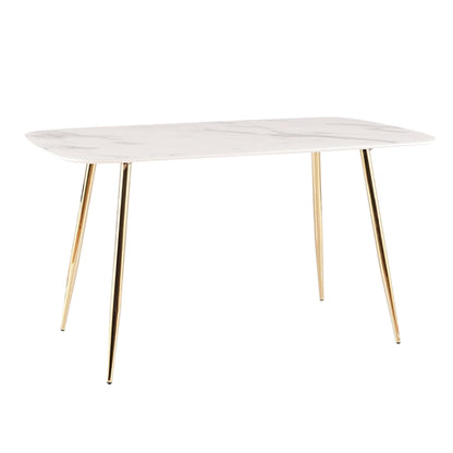 Table CERES WHITE MARBLE EFFECT TABLE/GOLD FRAME 140X80