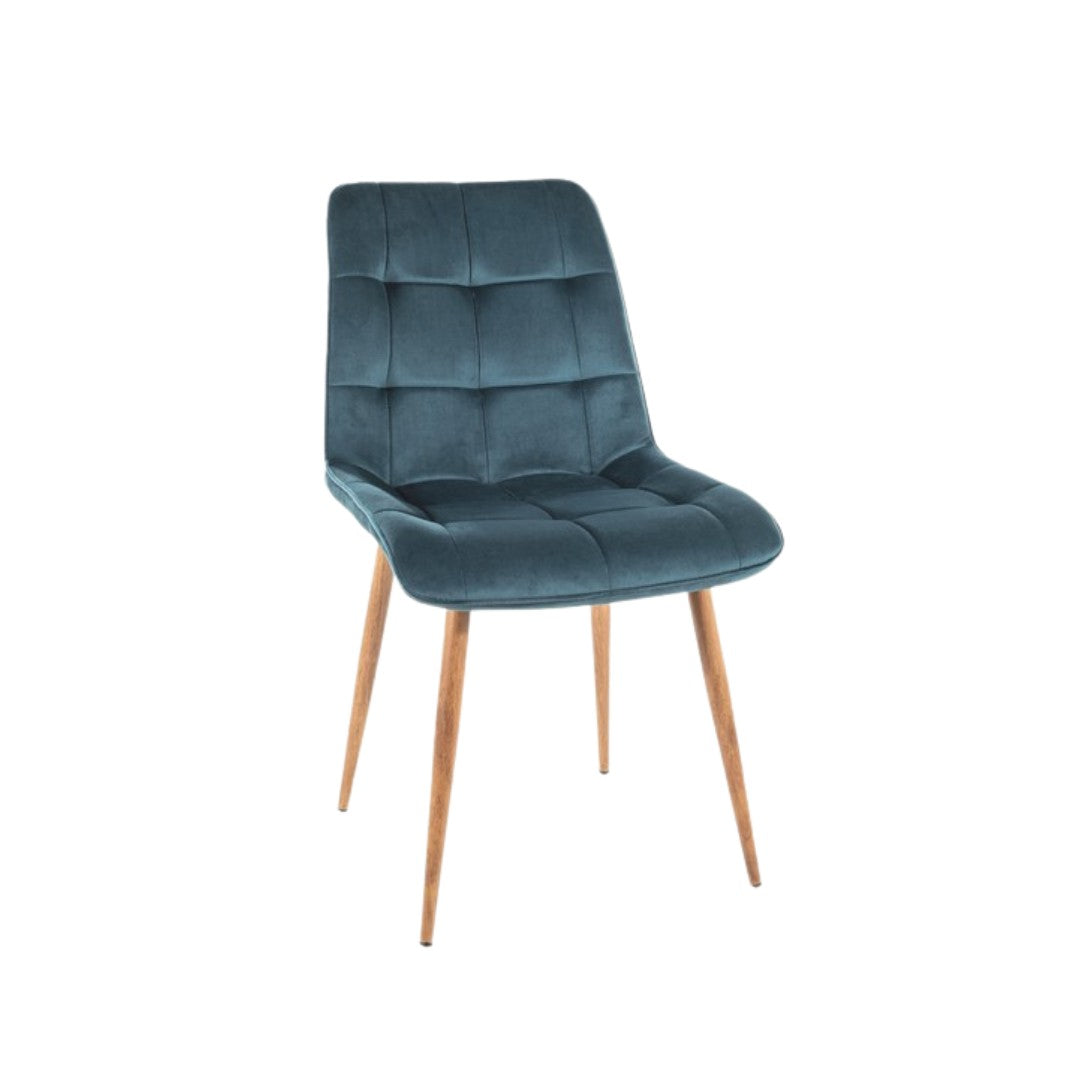 Chair ELEGANT D VELVET OAK FRAME / TURQUOISE BLUVEL 85